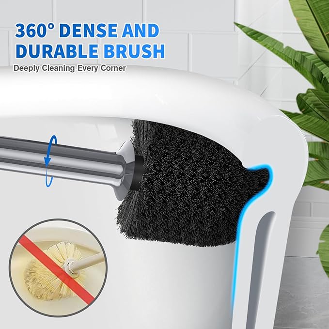Toilet Plunger and Brush2 Pack Bowl Brush and Heavy Duty Toilet Plunger Set with Ventilated Holder 2-in-1 Toilet Brush and Plunger Combo for 5.3-inch Toilet DrainBathroom Cleaning