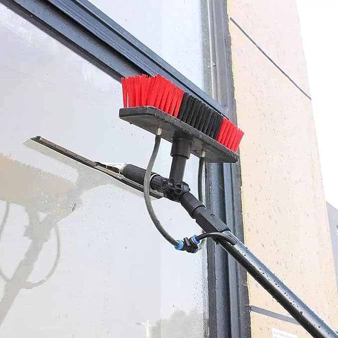 Telescopic Cleaning Brush Water Brush with Wiper Window Cleaning Rod 3.6-10.8m Window Glass Cleaning Tool Solar Panel (6M/20FT)