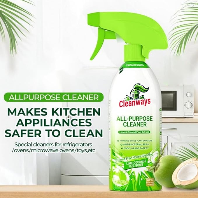 500ml Cleanways All Purpose CleanerMulti Surfaces Cleaner Spray Lime CoconutSuitable for Refrigerators Microwave Ovens and Rice Cookers Easy Home Cleaning with No Rinsing Required (2PCS)