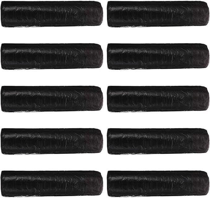 Veemoon Disposable Drawstring Garbage Bags 10 Packs 150pcs Black Plastic Trash Bags Household Waste Container Liners for Kitchen and Bathroom Use
