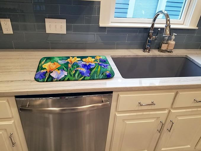 Caroline's Treasures DAC1706DDM Tennessee Iris in Watercolor Dish Drying Mat Absorbent Dish Drying Mat Pad for Kitchen Counter Dish Drainer Mat for Countertop 14 x 21 Multicolor