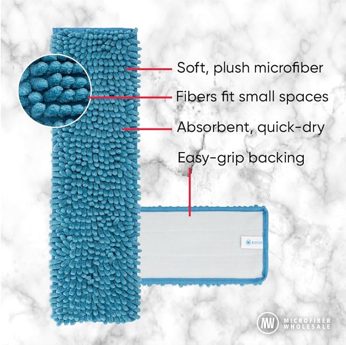 18 Mucho Mop Microfiber Mop System - Mops for Floor Cleaning - Hardwood Floor Mop for Tile Laminate Wood Vinyl Floors | Washable Pads | Dry &amp Wet Mopping