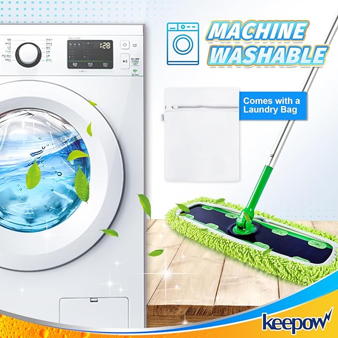 KEEPOW Reusable XL Mop Pads Compatible with Swiffer XL Sweeper XL Dry Sweeping Cloths XL Wet Mopping Cloths Washable Microfiber XL Wet Pads Refills for Surface/Hardwood Floor Cleaning 8 Pack