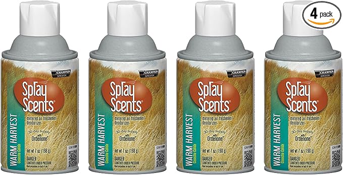 Champion Sprayon SprayScents Metered Air Freshener Refill 7 oz Odor Control Fragrance Warm Harvest (4 Pack)
