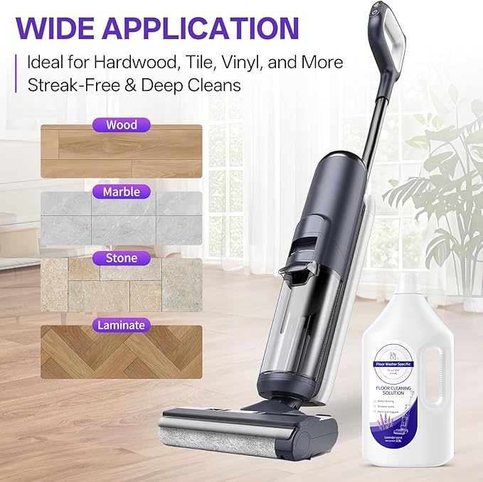 Floor Cleaner Compatible with Tineco Cleaning Solution Suitable with All Robotic Vacuum Mop and Cordless Wet/Dry Vacuum Mop Cleaner Multi-Surface Deodorizing &amp Cleaning Solution (1 L Lavender)