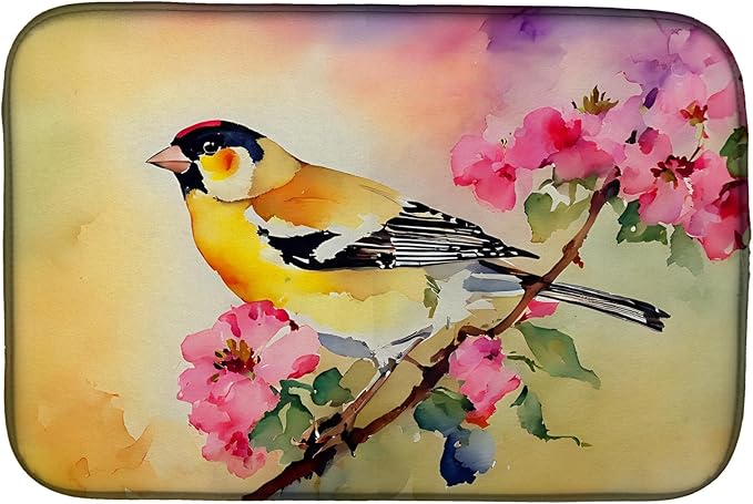 Caroline's Treasures DAC3225DDM Goldfinch Dish Drying Mat Absorbent Dish Drying Mat Pad for Kitchen Counter Dish Drainer Mat for Countertop 14 x 21 Multicolor