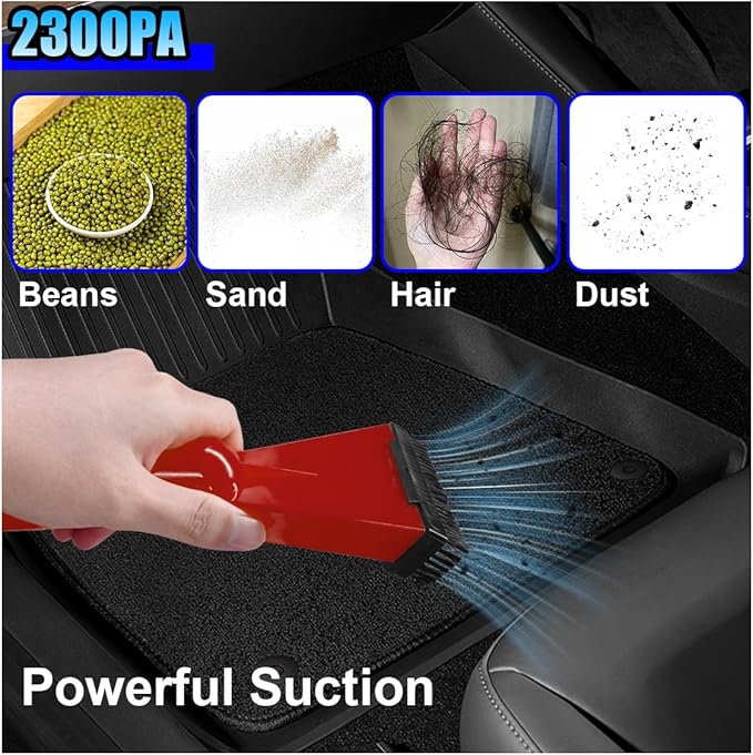 Car Vacuum Cleaner DC 12V Multi-Purpose Automotive Wet and Dry Vacuum with 3 Nozzles Portable Handheld Vehicle Interior Duster for Car Office Home Floor (Red)