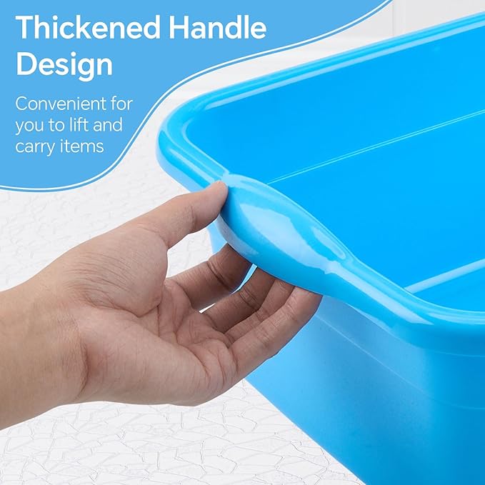 Honeydak 3 Pack Plastic Wash Basins 12 Quart Dish Pan Rectangular Wash Tub Colorful Dishpan for Kitchen Bathroom Sink Face Washing Cleaning Foot Hospital Soaking Laundry Storage Cleaning Supplies