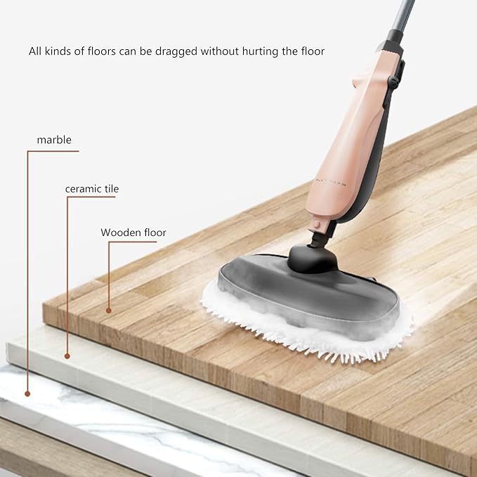 Household Mop Multifunctional Dust-Free Steam Mop Wireless Portable Push Rod Electric Cleaning Machine Living Room Bedroom Dining Room Carpet Pink Green