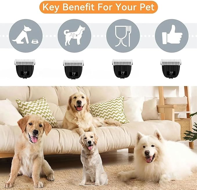 Replacement Blade for nebot P1 Pro Pet Grooming Kit &amp VacuumSize-7F Cut Length 1/8(3.2mm)Made of Ceramic Blade &amp Stainless Steel Blade2 Pack