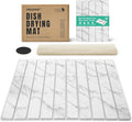 Stone Dish Drying Mat Collapsible Diatomaceous Earth Absorbent Mat Quick Dish Drying Pad Dish Rack Pad Match Any Counterto Multiple Usage for KitchenBathroom (White Marble Pattern 24L x 16W)