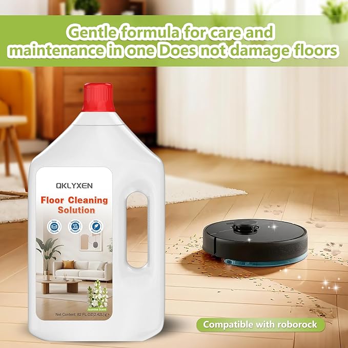 Floor Cleaning Solution Compatible with Roborock – 82 FL OZ Jasmine Floor Cleaner – Soft Long-lasting Fragrance – For All Cordless Wet/Dry Vacuum Mop Cleaner &amp Robot Vacuums with Mopping