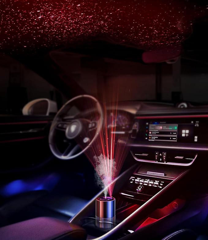 Smart Car Air Freshener150ML Natural Fragrance Car Scents Air Freshener with Star Projector300 Days Long Lasting Car Essential Oil Diffuser Automatic On/OffAroma Diffuser for Men Women