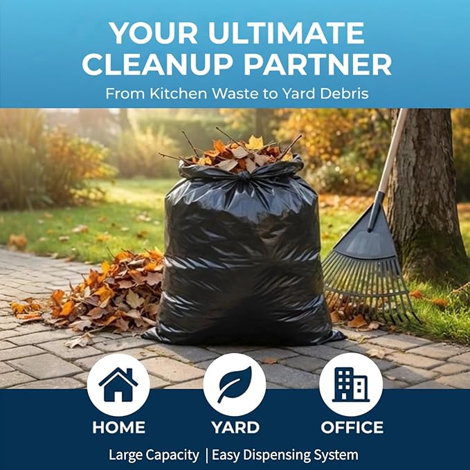 Large 40-45 Gallon Trash Bags Heavy Duty - 1.6 Mil Thick39''x47'' Strong Black Garbage Bags Unscented 100 Count Trash Can Liners for Construction Industrial Yard Outdoor Commercial