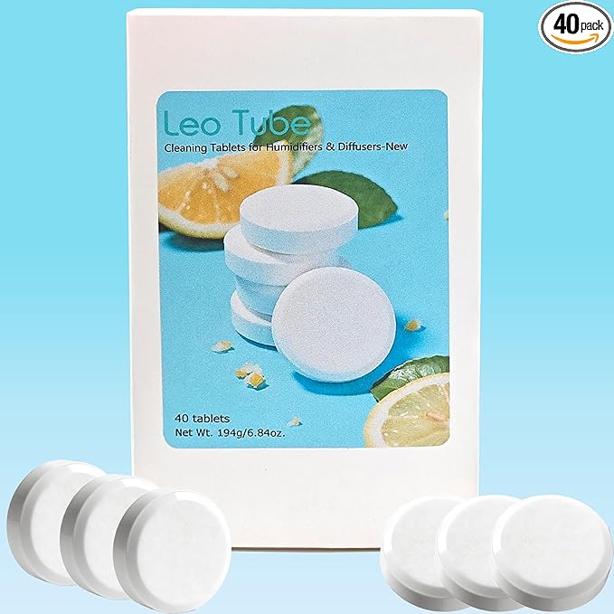 Humidifier Cleaner Tablets – Effortless Descaling Tablets for Humidifiers &amp Diffusers Remove Hard Water Stains &amp Essential Oil Residue Prevent Buildup for Extended Device Life(40-Pack)