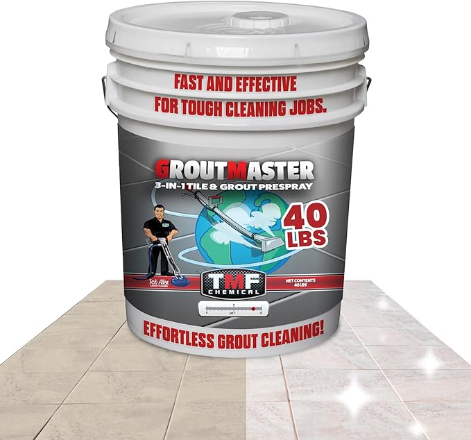 GroutMaster Tile &amp Grout Cleaner – Fast-Dissolving Powdered Solution for Deep Cleaning Concrete Stains Grease &amp Tough Stains Ideal for Residential &amp Commercial Use 40 lbs