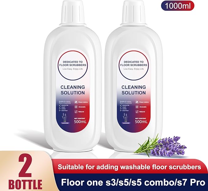 Floor Cleaning Solution Compatible With Tineco Deep Cleans for Multiple Hard Floors Suitable With All Robot Vacuums with Mopping and Cordless Wet/Dry Vacuum Mop Cleaner (Lavender 2 Bottle)