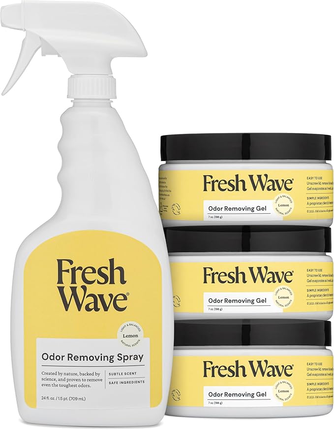 Lemon Home Odor Solutions Bundle 3-Pack 7 oz. Gel &amp 24 fl. oz. Spray