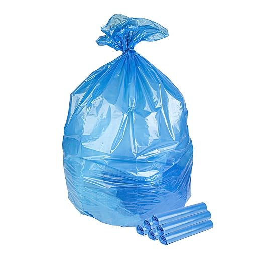 Restaurantware Blue Trash Bags 100 Count 40-45 Gal 40 x 46 Leakproof Design Heavy-Duty Garbage Bags with Star Seal Bottom and Even Weight-Distribution for Warehouses Parks and Residential Use