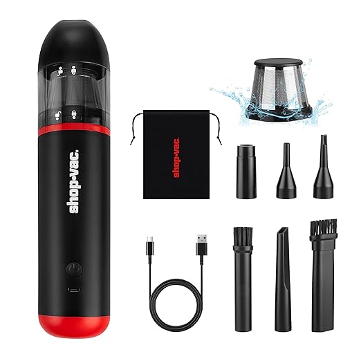 Shop-Vac 2-in-1 Car Vacuum &amp Air Duster 14000Pa Blow/Suction Portable Cordless Vacuum Mini Blower Handheld &amp Lightweight with 6 Nozzles Type-C Rechargeable for Auto/Home/Office