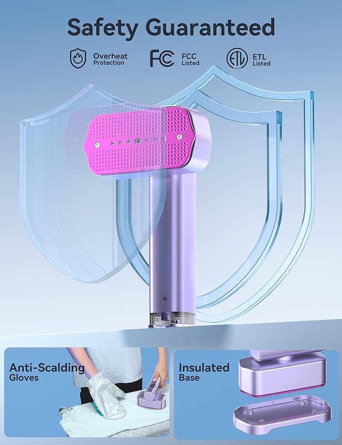Steamer for Clothes Sundu Portable 2-in-1 Steamer &amp Iron 15s Fast Heat-up 100ml Water Tank Ironing Gloves 20 Min Continuous Steam Wrinkle Remover for Garment Travel &amp Home Use (Rose Pur