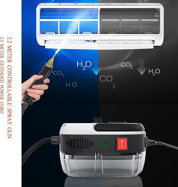 Portable Handheld Steam Cleaner 6-Level Adjustable Handle 10s Heat-Up Large Quarts Tank High Pressure Steam Machine for Dirt Grease Grout Tile Floor Car(Style2)
