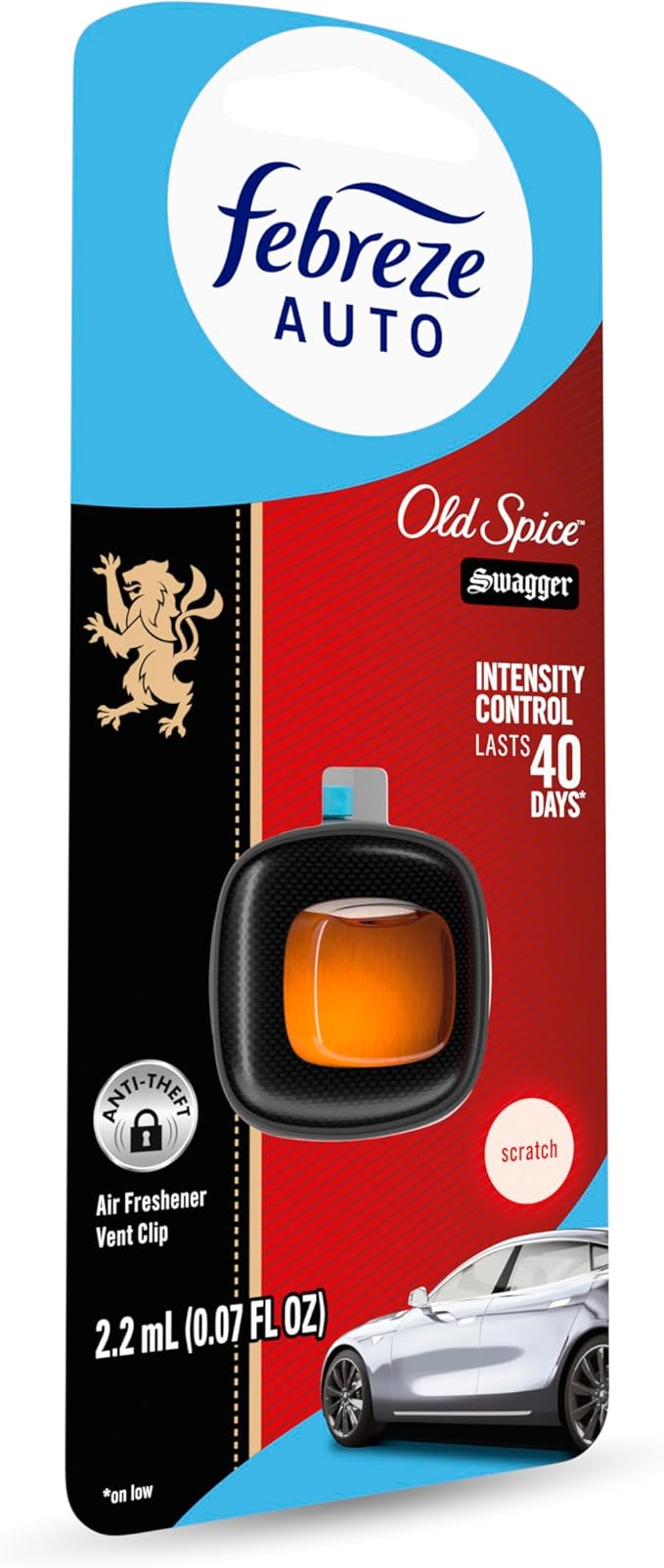 Febreze AUTO Air Freshener Odor-Fighting Automotive Vent Clip Old Spice Swagger Scent 8 Count