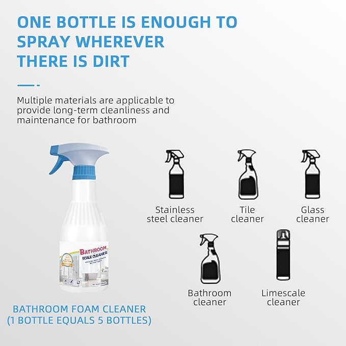 Foaming Shower Tub and Tile Cleaner Grout Cleaner Bathroom Cleaner Spray for Cleaning Glasses and Sinks Bathroom Foam Cleaner with Floral Scent 4PCS