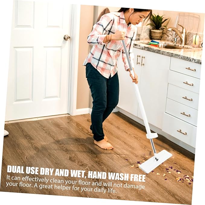 Portable Self Squeeze Mop with Microfiber Pads Household Wet Dry Mop for Efficient Floor Cleaning Rotating Head Self Wringing Design for Hard to Reach Areas