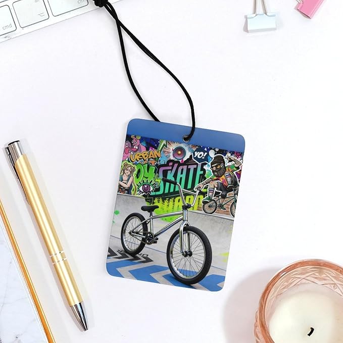 5PCS Car Air Freshener Hanging Personalized Double Sided Urban Bike Car Fresheners Long Lasting New Cars Scents Cute Automotive Freshies for Closets Drawers (tea)
