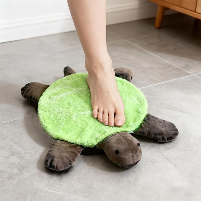 Turtle Foot Mop Cute Double-Sided Turtle-Shaped Washable Reusable Floor Cleaning Pad for Dust and Hair on Home and Office Floors (15.74 in)
