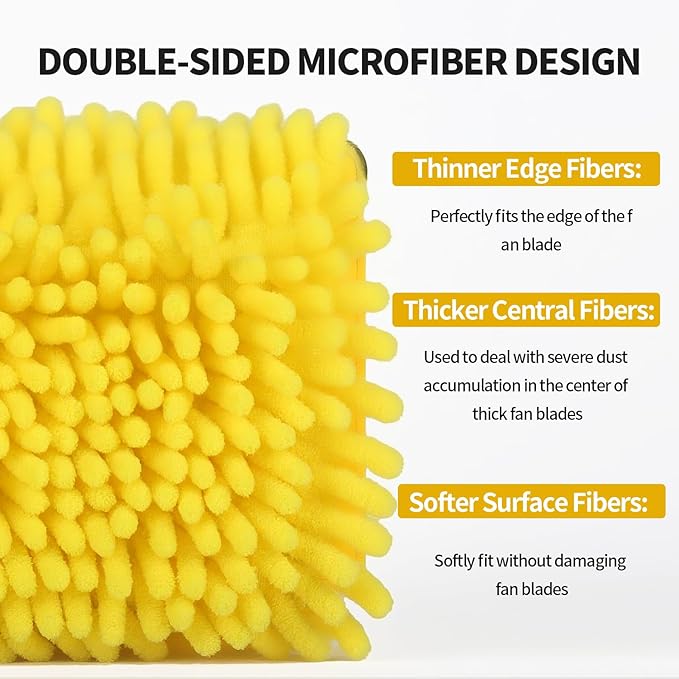 High Ceiling Fan Cleaner Duster for Fans Blades Cleaner with 78.7in Extension Pole Extra Long Handle Cleaning ToolReusable Chenille &amp Microfiber Mop Head for Baseboard Wall Floor Window Glass Wip