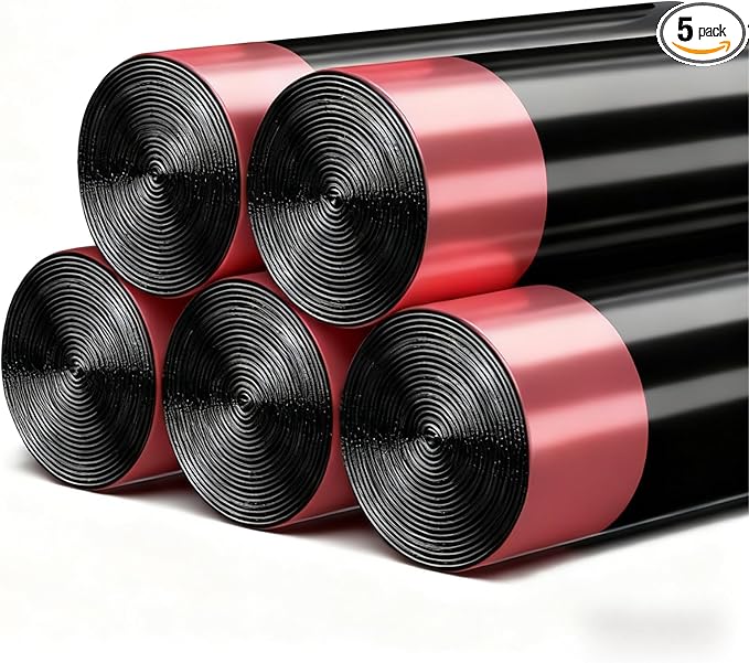 Drawstring Trash Bags 5 Roll 75 Count17.72 x 19.69 inches Heavy Duty Garbage Bags Multipurpose Trash Liners for Home Kitchen Outdoor Use (Black 17.72 x 19.69 inches)