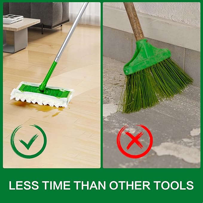 Heavy Duty Dry Sweeping Cloths Compatible with Sweeper Mop Microfiber Duster Mop Pads Refills for Cleaning Hardwood Floor Dust and Pet Hair Disposable (100)