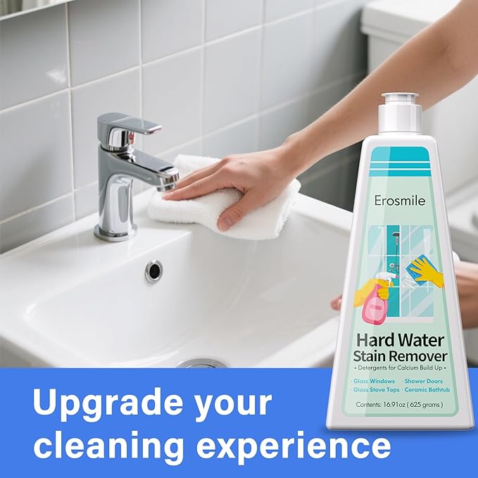 Hard Water Stain Remover Shower Glass &amp Shower Door Cleaner Removes Calcium Build Up for Toilet Bowl &amp All Household Cleaner -16.91oz
