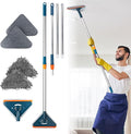 ABC PACK &amp SUPPLY Wall Mop Cleaner with Long Handle Adjustable 31–79 Inch Flat Microfiber Head Stainless Steel Handle Dark Green
