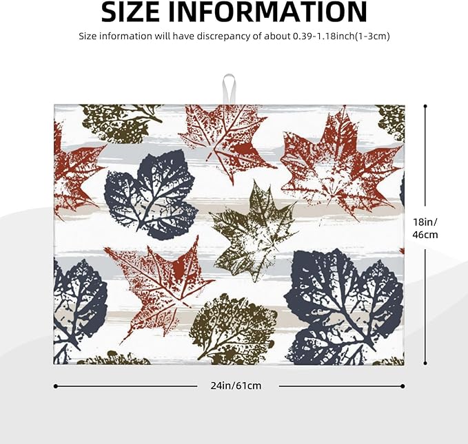 Blue Red Maple Leaves Dish Drying Mat 18x24 For Kitchen Counter Absorbent Microfiber Dishes Pad Dish Drainer Rack Mats Fast Dry Kitchen Accessories