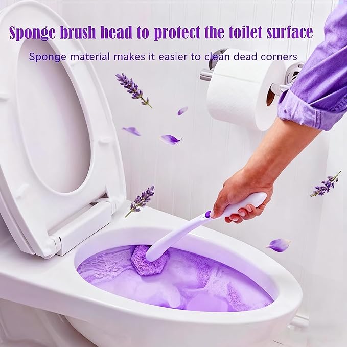 50 Pack Toilet Wand Refills Compatible with Clorox Toilet Wand Handle - Lavender Scented Disposable Cleaning Heads - Purple Scrubber Pads Refill Kit with Pre-loaded Cleaner (Wand Not Included)