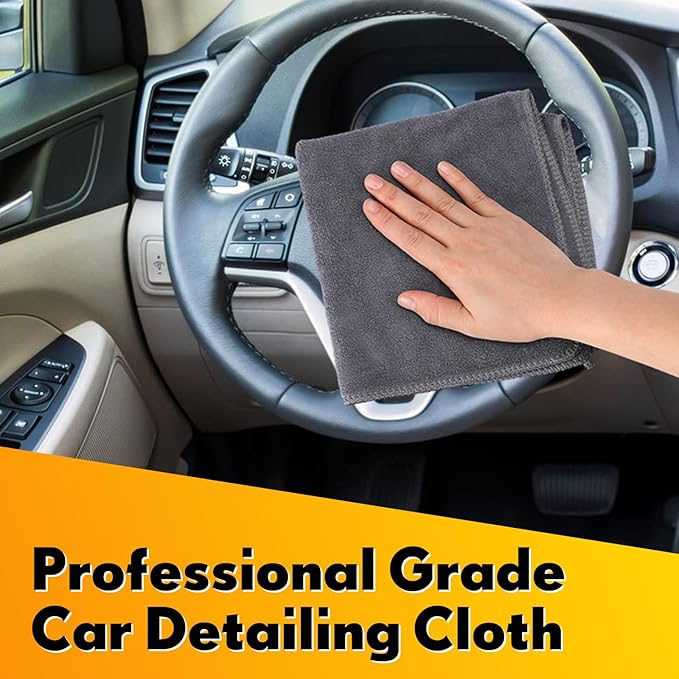 Nuenen Microfiber Cleaning Cloths for Cars 16 x 16 Inch Ultra Absorbent Car Towels Drying Reusable Cleaning Supplies House Kitchen Window Microfiber Towel (Gray60 Pcs)