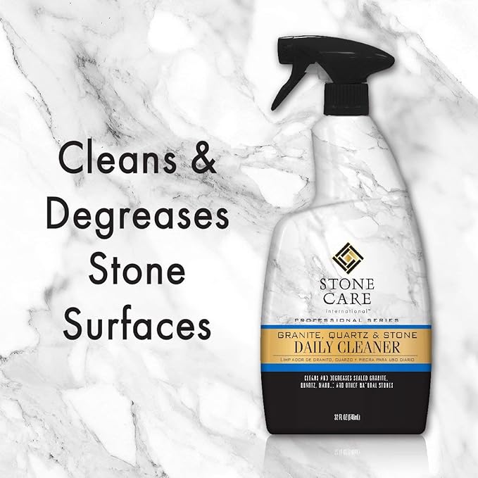 Stone Care International Daily Cleaner/Polish &amp Sealer Stone Care Kit for Granite Quartz Quartzite Limestone Countertops - No residue Superior Protection