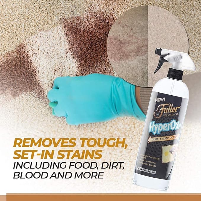 Fuller Brush HyperOx Carpet &amp Fabric Spotter – 22 oz Bottle – Removes Tough Stains &amp Odors from Carpet Rugs Upholstery &amp Fabric – Hydrogen Peroxide Foam with Activated Oxygen (Pack of 2)