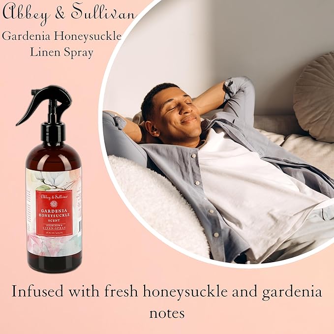 Abbey &amp Sullivan Linen Spray Gardenia Honeysuckle Fabric Freshener and Fragrance Room Spray Pack of 2 16 oz