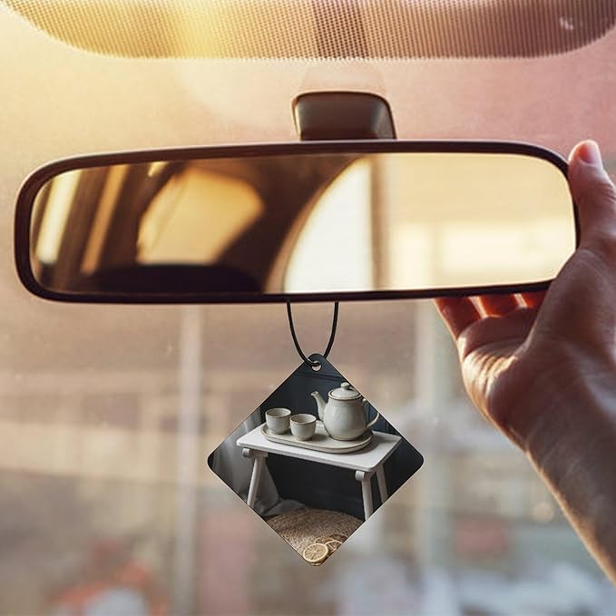 5PCS Car Air Freshener Hanging Personalized Double Sided Tea Set Lemons Car Fresheners Long Lasting New Cars Scents Cute Automotive Freshies for Closets Drawers (tea)