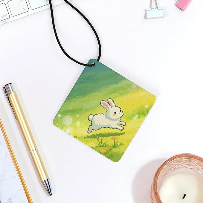 5PCS Car Air Freshener Hanging Personalized Double Sided White Rabbit flowers Car Fresheners Long Lasting New Cars Scents Cute Automotive Freshies for Closets Drawers (tea)