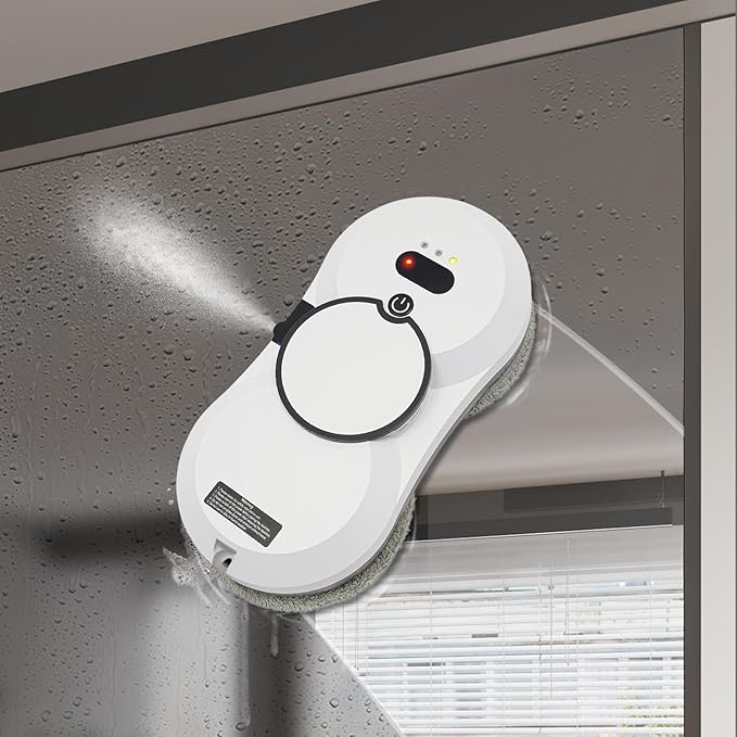 Window Cleaner Robot Window Cleaning Robot with Water Spray Automatic Cleaning with Intelligent Path Planning 2800Pa Suction PowerEdge Detection Technology Remote Control Robot Window Cleaner