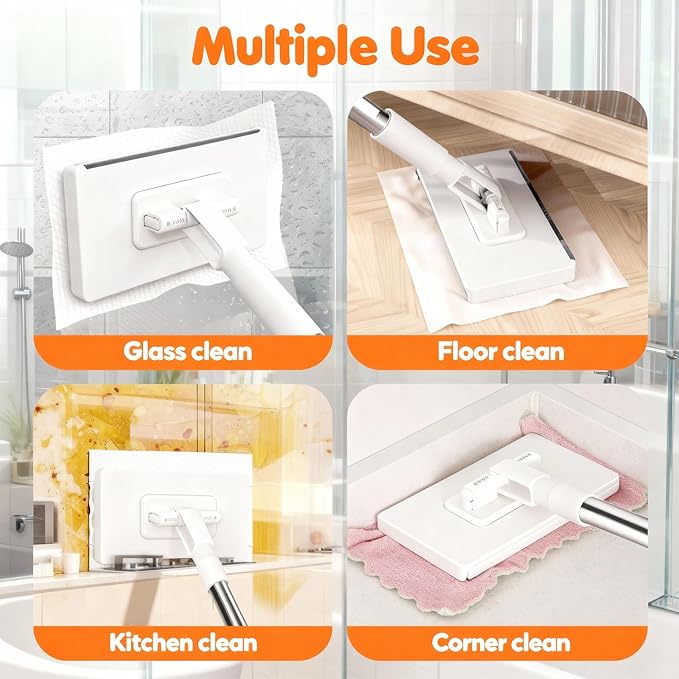 Zero Touch Mini Mops Convenient Cloth Changing Mini Mop Snap Grip Minimop 39 Long Handle Mopping Sweeper Stick for Gaps &amp Multi-SurfaceRetractable &amp Adjustable (1 Set)