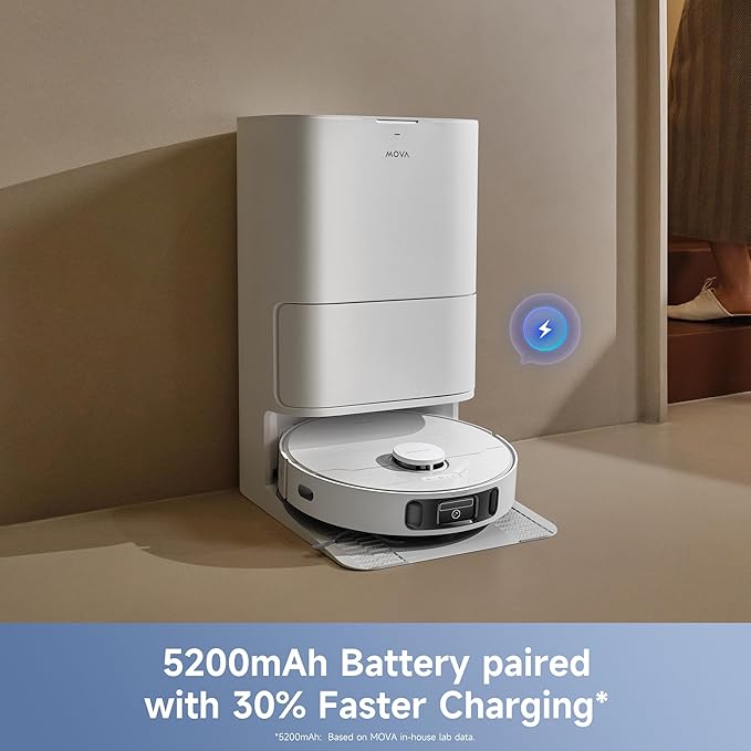 Mova E40 Ultra Robot Vacuum and Mop 19000Pa Suction Extenable &amp Liftable Mop All-in-One Station Auto-Empty Auto Washing &amp Hot Air Drying 360°Obstacle Avoidance App &amp Voice Control