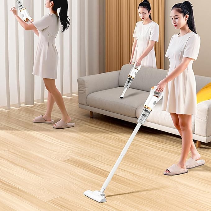 EMUKOEP Cordless Vacuum Cleaner 2 in 1 Quiet Rechargeable Handheld Powerful Upright Stick Vacuum Cleaner with Floor Brush for Home
