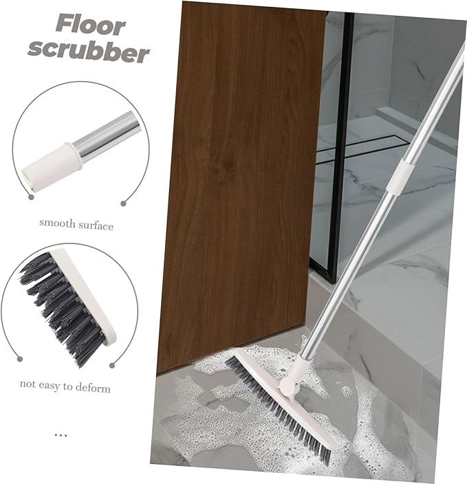 2pcs Floor Scrub Brush Rotatable Handle Cleaning Tool for Bathroom Tile Grout and Window Tracks Stiff Bristles for Crevice Cleaning Easy to Use Versatile Design