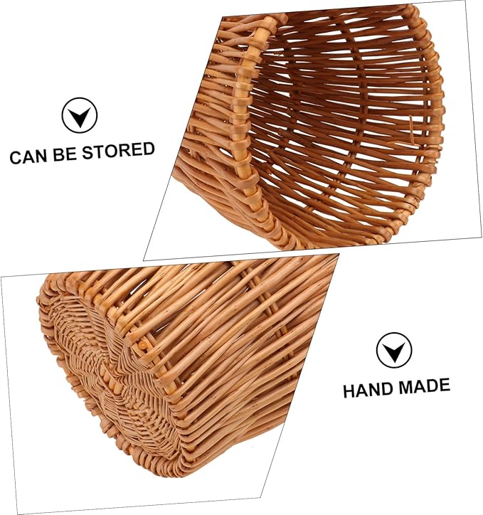 Unomor 1pc Woven Wastebasket Rattan Trash Can for Bathroom Bedroom Office Compact Design Stylish Decorative Storage Container Natural Diameter Height